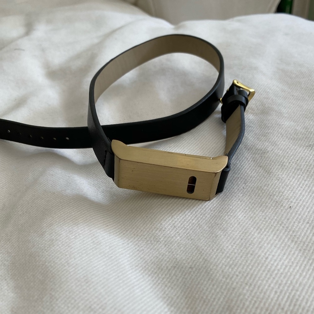 Gold and Black Leather Buckle Fitbit Bracelet